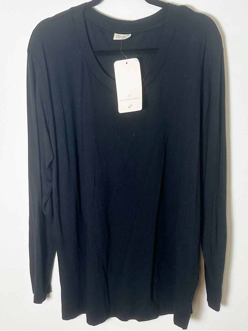 New Encircled The Cloud Jersey Long Sleeve Tunic Top Black Extra Large